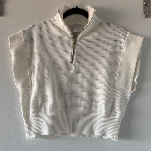 Varley Fulton White Half Zip Crop Pullover Vest - Picture 2 of 7